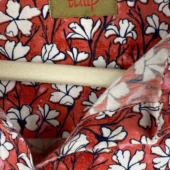 Tulip floral button-down Blouse high-low hem Womens Small - Picture 2 of 3